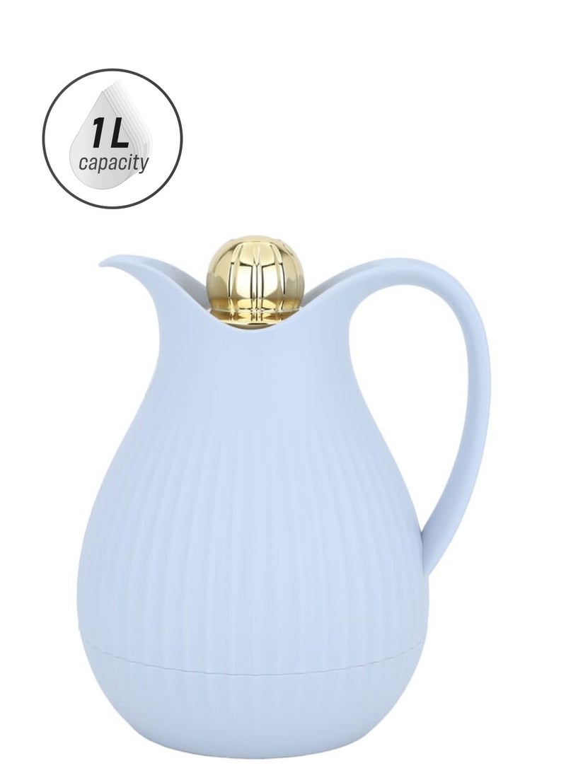Alsaif Gallery Everestramira Light Blue Ramira Thermos With Gold 1 Liter  - Image 1