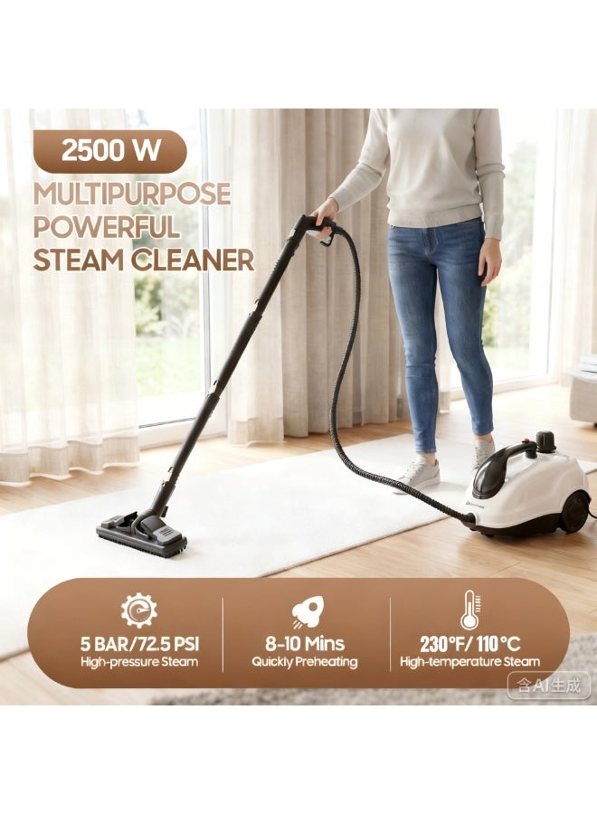 GearZone Heavy Duty Steam Cleaner, 2500W High-Temperature Mop with Accessories, 2L Portable Tank, Chemical-Free Cleaning for Floors, Tiles, Cars & More, Child Lock for Safety, Easy Operation-White - Image 4