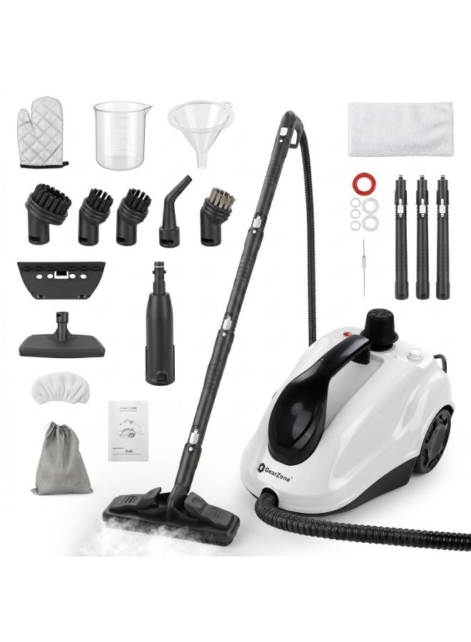 GearZone Heavy Duty Steam Cleaner, 2500W High-Temperature Mop with Accessories, 2L Portable Tank, Chemical-Free Cleaning for Floors, Tiles, Cars & More, Child Lock for Safety, Easy Operation-White - Image 2