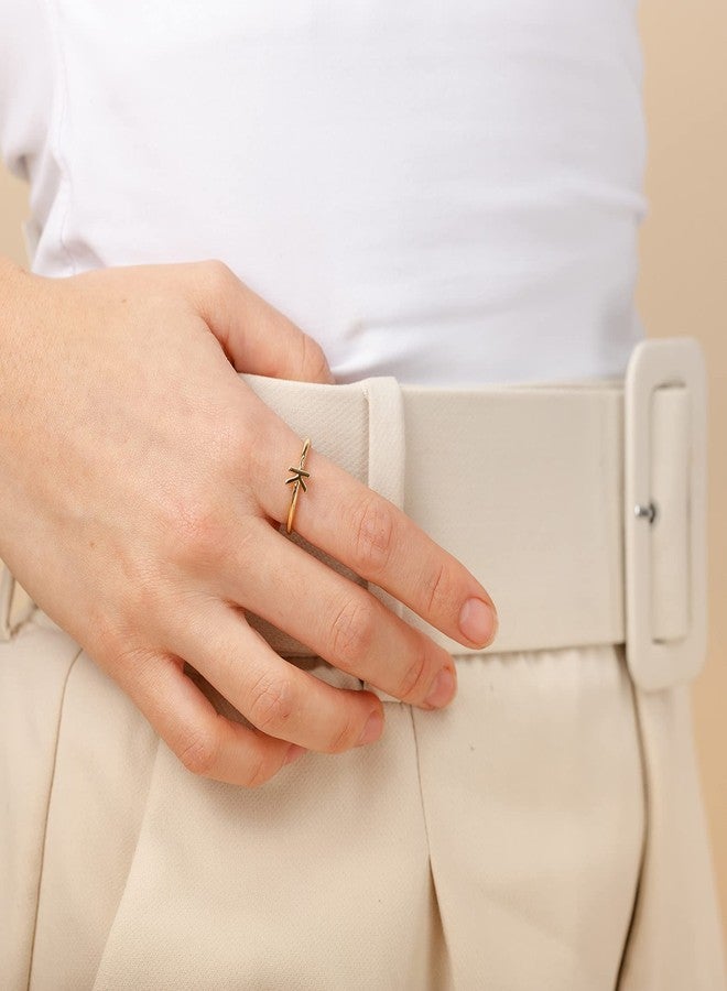 PAVOI 14K Yellow Gold Plated Adjustable Initial Ring - Women's Fashion A Initial Ring - Image 3