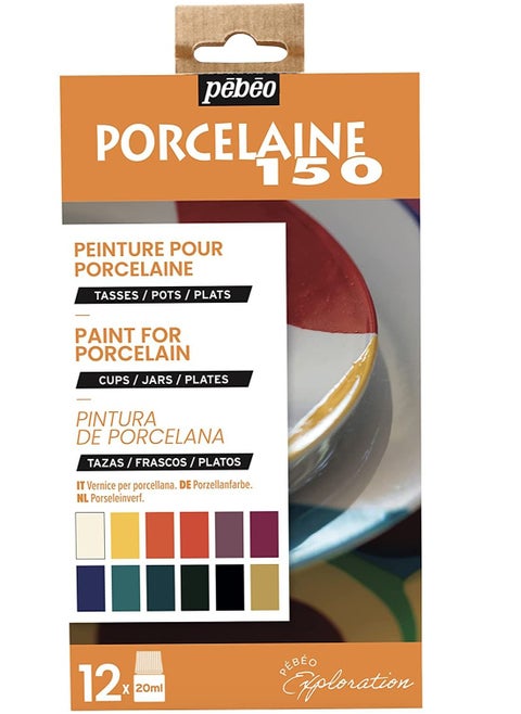 Pebeo Porcelain 150 Glossy Paints Set of 12 in 20 ML