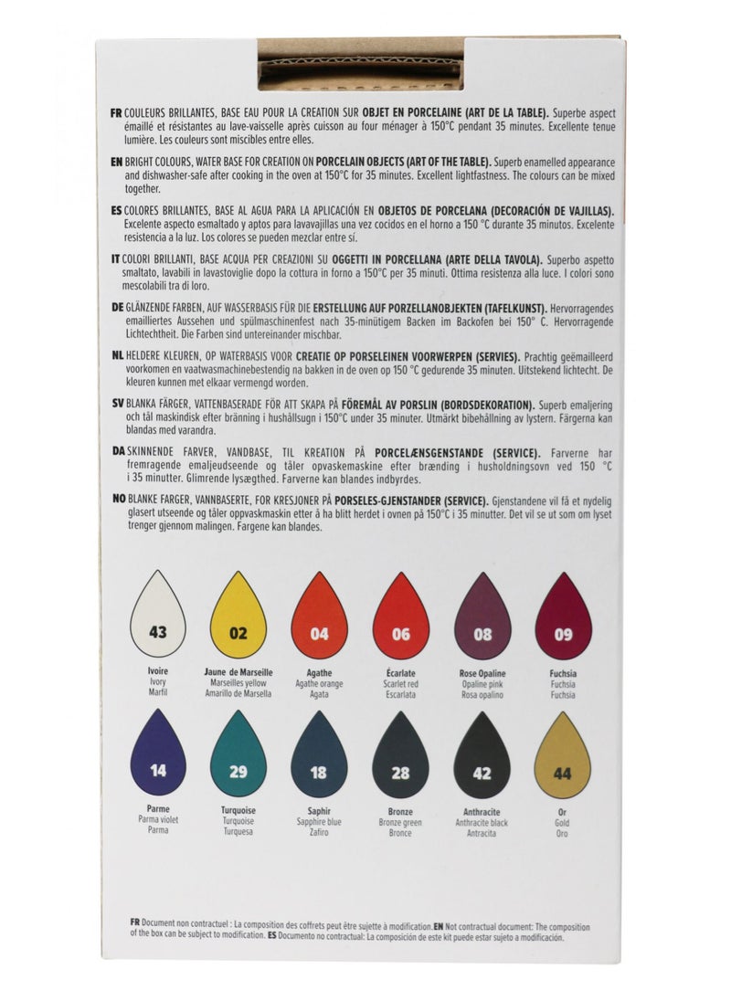 Pebeo Porcelain 150 Glossy Paints Set of 12 in 20 ML