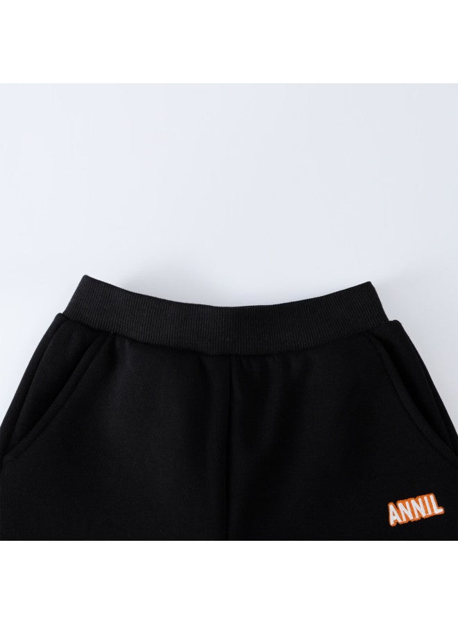 Annil Kids Boys Girls Knit Pants Simple Fashion Versatile Fleece Lined Loose Stretch Straight Leg Casual Style - Image 3