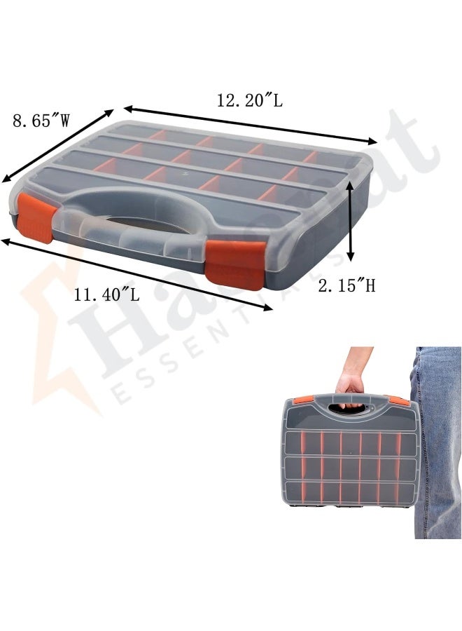 HASANAT ESSENTIALS Essentials Plastic Storage Tool Box Organizer with Handle and Clear Lid â€“ 15 Adjustable Compartments & 2 Fixed Sections for Screws, Nails, Nuts, Bolts  - Image 3