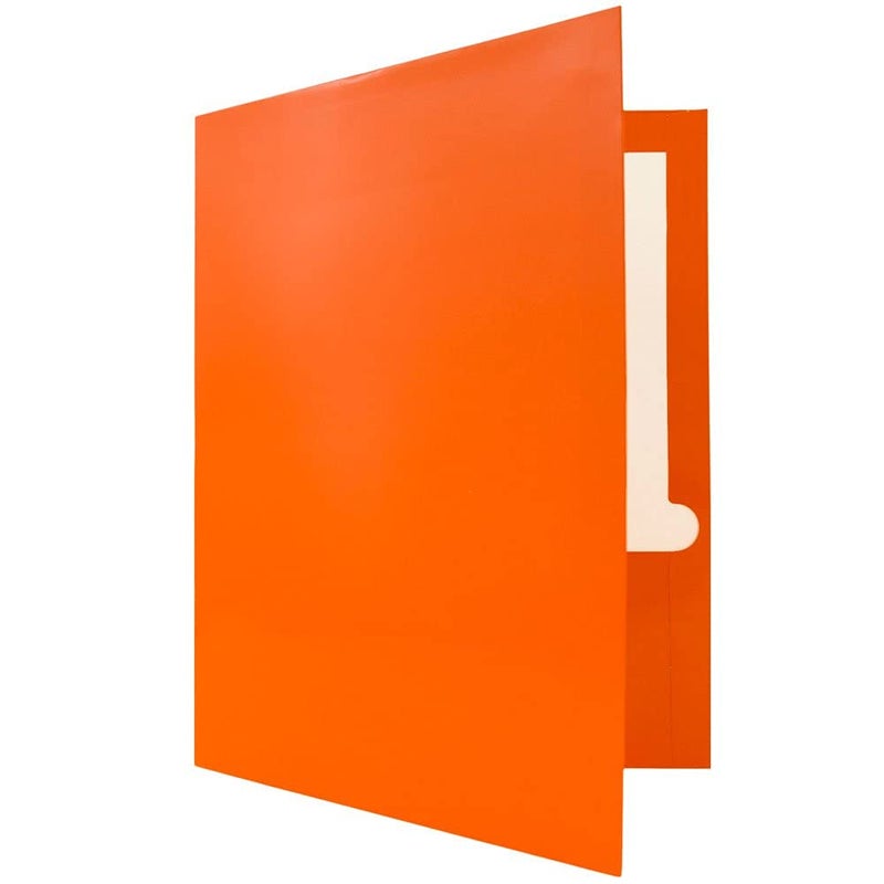 JAM PAPER Laminated Two Pocket Glossy School Folders - Letter Size - High Gloss Orange - 6/Pack - Image 3