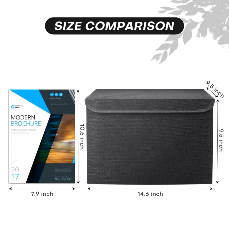 Bagnizer Large 22 Quart Linen Fabric Foldable Storage Bin Cube Organizer Basket with Flip-Top Lid & Handles, Clothes Blanket Box for Home, Office, Closet, Black, 4 Pack 14.6 x 9.5 x 9.5â€ - Image 2