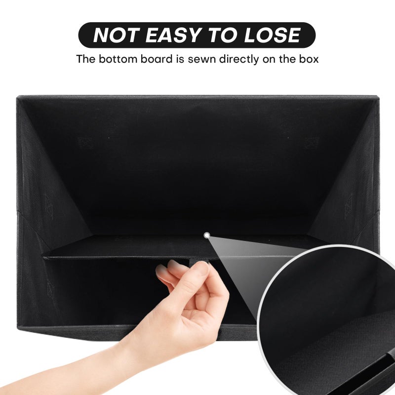 Bagnizer Large 22 Quart Linen Fabric Foldable Storage Bin Cube Organizer Basket with Flip-Top Lid & Handles, Clothes Blanket Box for Home, Office, Closet, Black, 4 Pack 14.6 x 9.5 x 9.5â€ - Image 4