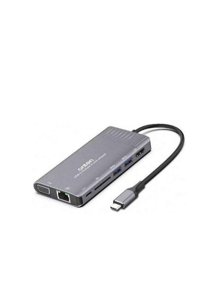 onten Onten - Otn-95117 Type-C Multi Function Dock Station - Ethernet, VGa, SD Card, USB 3.0 Ports, HDMI  - Image 1