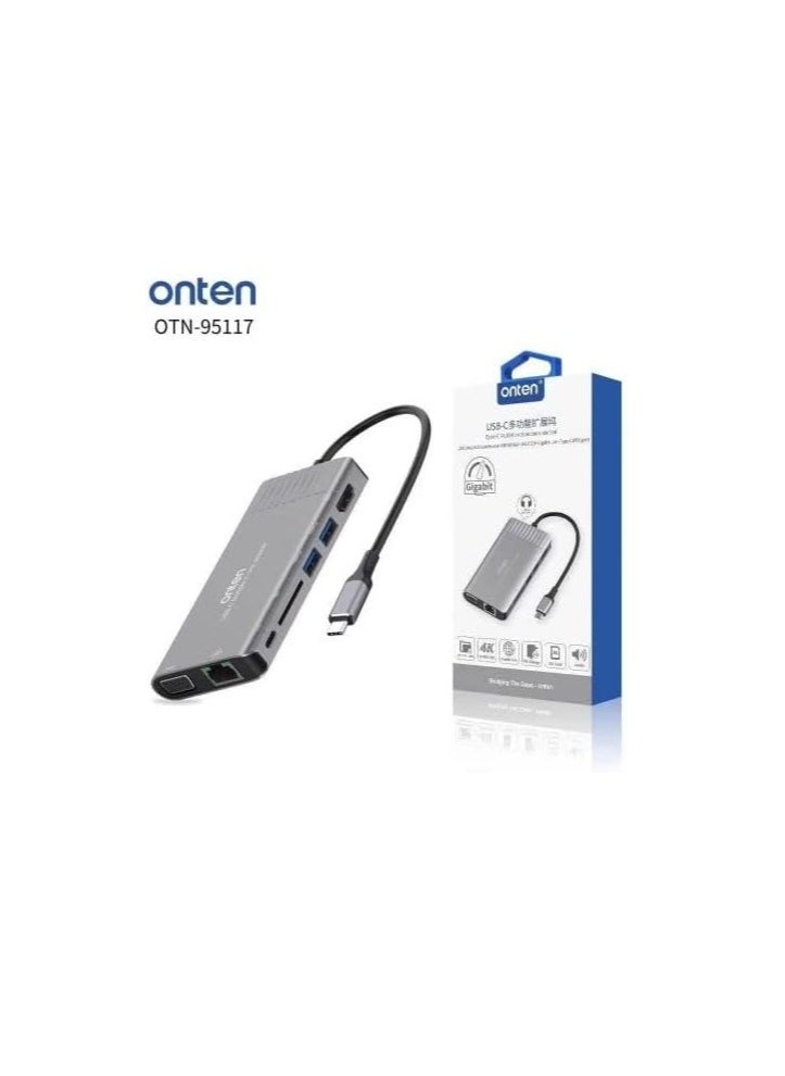 onten Onten - Otn-95117 Type-C Multi Function Dock Station - Ethernet, VGa, SD Card, USB 3.0 Ports, HDMI  - Image 3