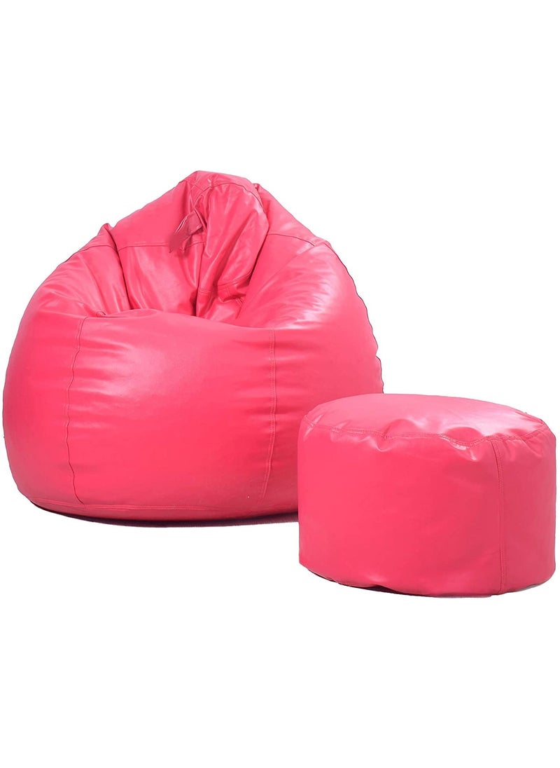 LEXAVI LEXAVIXXXL Beanbag with FootStool Cover Without Beans Pink  - Image 1