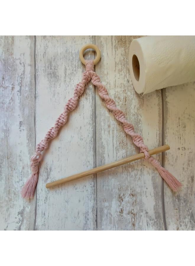 انتيكيانو حامل مناديل خارجي مكرمية من خيوط القطن، حامل ورق مكرمية يثبت على الحائط - Image 3