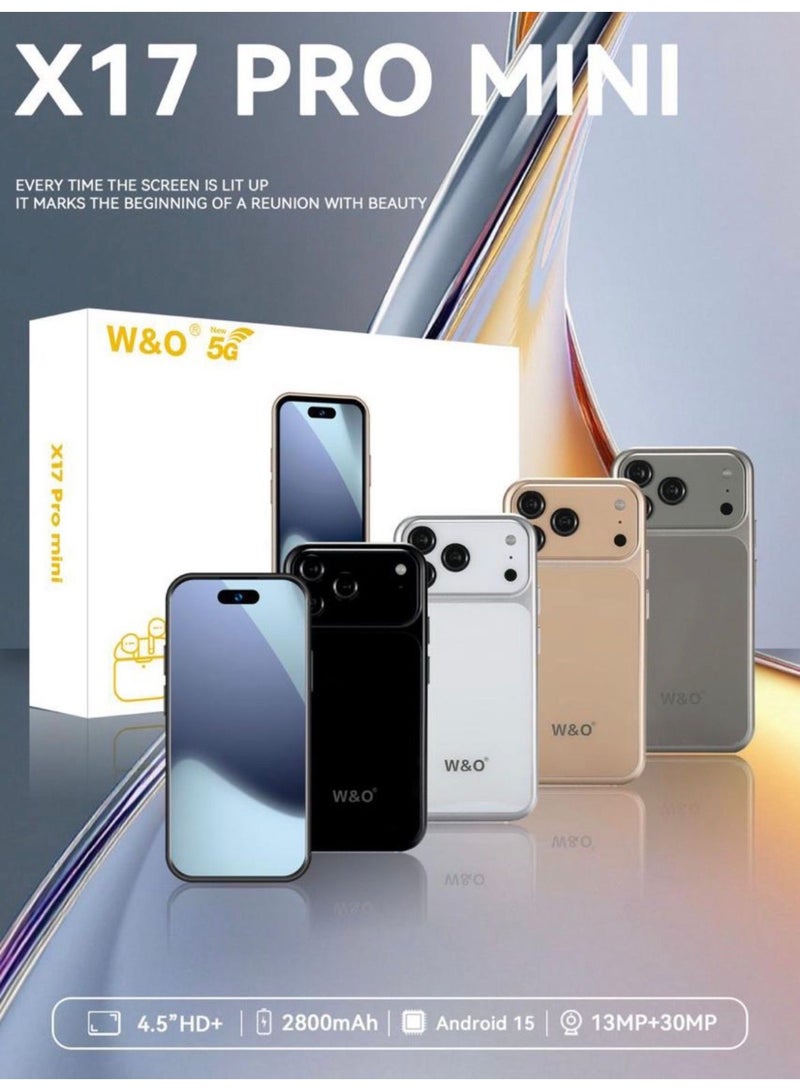W&O X17 PRO Mini Mobile Phone Android Quad Core Mobile Mini Smartphone Ultra Small Pocket Student Children Men and Women -GREY