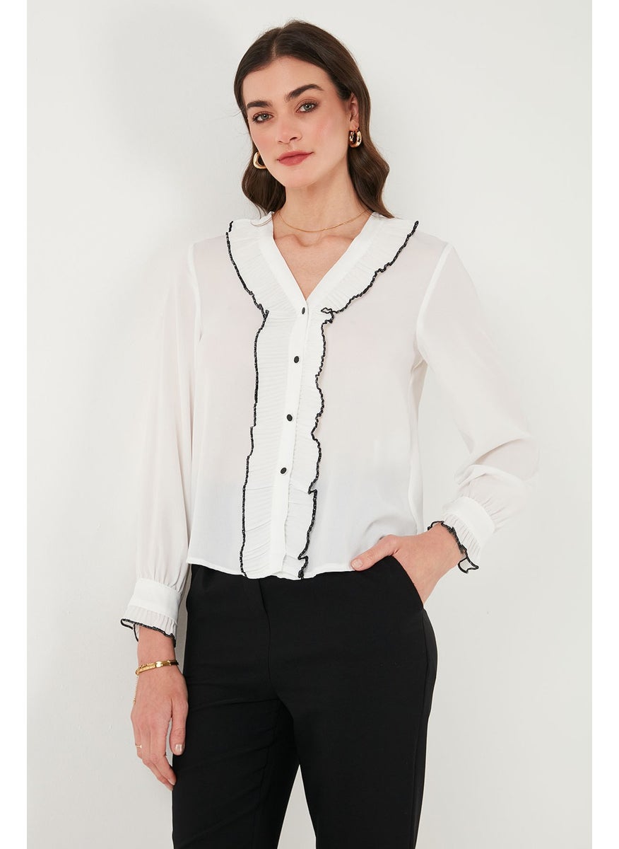 Standard Fit V Neck Ruffle Long Sleeve Shirt Women's Shirt 611GO00341 - pzsku/ZB323CEC0F153BA0DA231Z/45/_/1741257089/ca3c16cb-38fb-4457-9e61-96005dc2e700