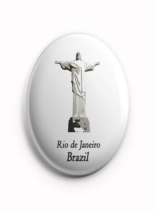 AVI Badge Rio Brazil Jesus Christ White Regular Size 58mm R8002097 - Image 1