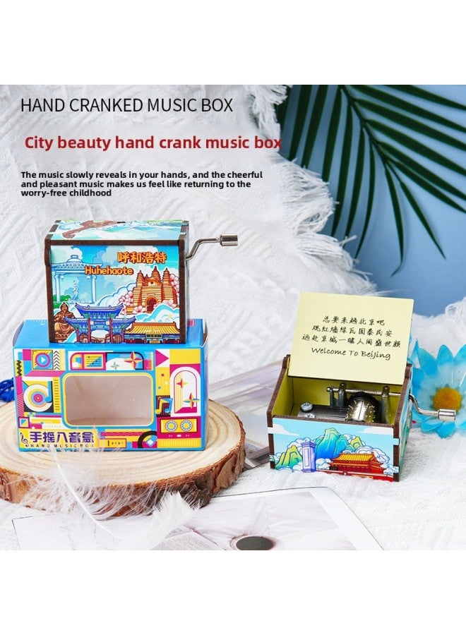 City Hand Music Box Original Beijing Changchun Hohhot Tourist Souvenir Creative Wooden Music Box-Color:BJS02 - Image 2