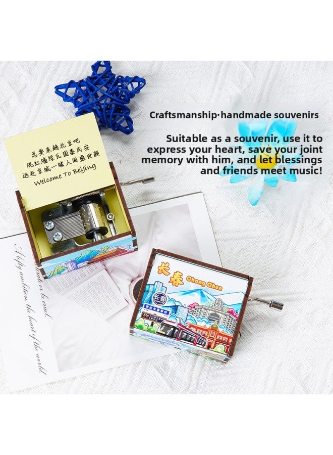 City Hand Music Box Original Beijing Changchun Hohhot Tourist Souvenir Creative Wooden Music Box-Color:BJS02 - Image 4