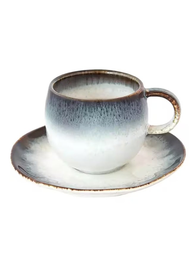Easy Life Porcelain Coffee Cup & Saucer Set Blue and White 120ml