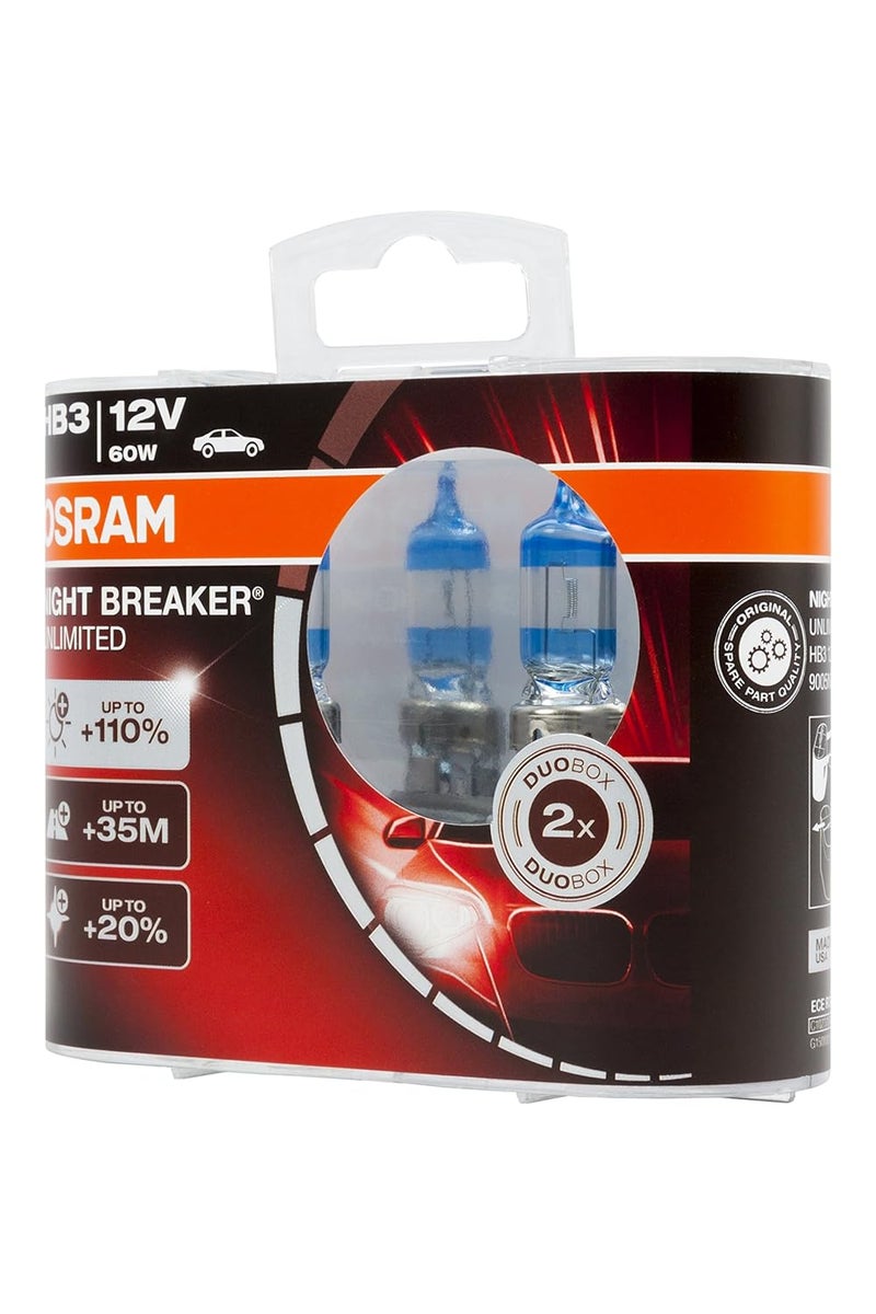 OSRAM Hb3 P9005 Halogen Night Breaker Unlimited Duo Box (12V, 60W), Multi - Image 4