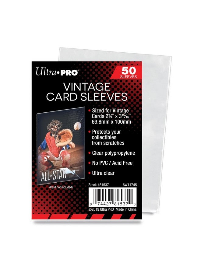 Ultra Pro Ultra Pro - Vintage Card Sleeve - 50pk, Transparent Premium Collectible Sports Trading Card Storage Protectors Sleeves Covers 