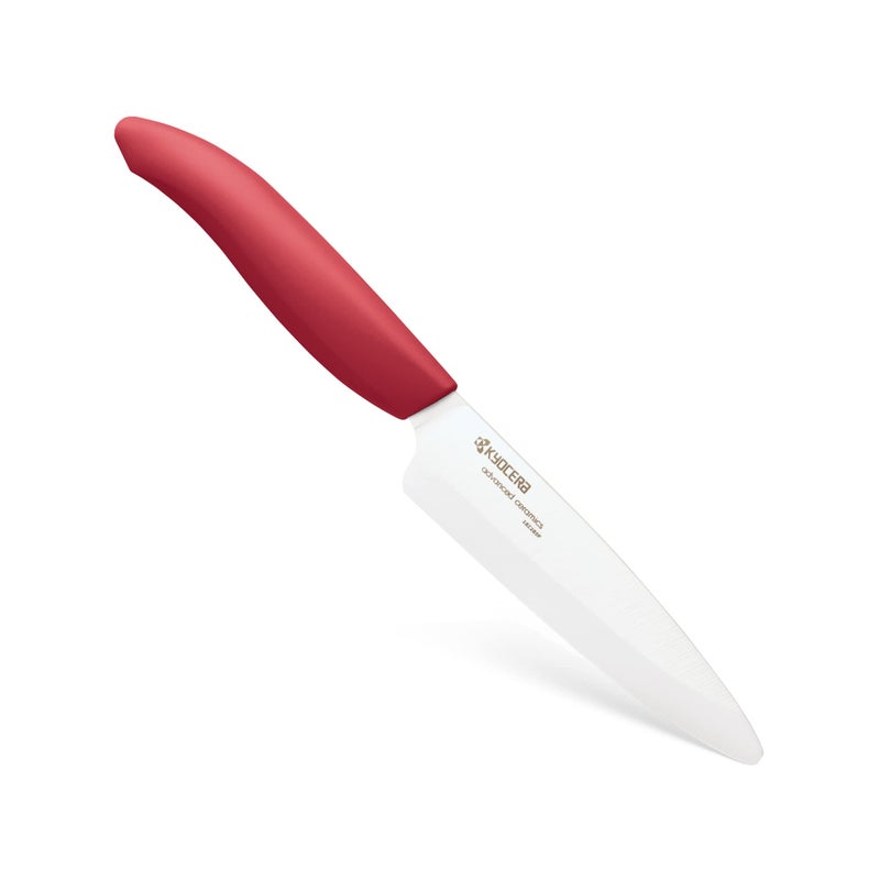 Kyocera Advanced Ceramic Revolution Series 4.5-inch Utility Knife, Red Handle, White Blade - Image 1