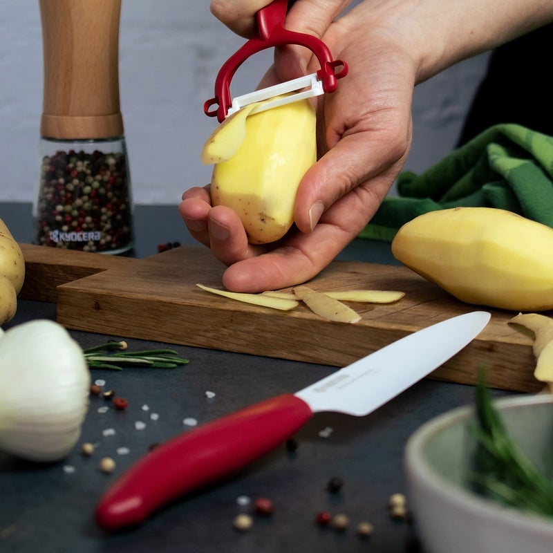 Kyocera Advanced Ceramic Revolution Series 4.5-inch Utility Knife, Red Handle, White Blade - Image 5