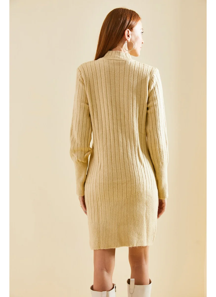 Lithe Ribbed Skirt and Slit Knitwear Dress