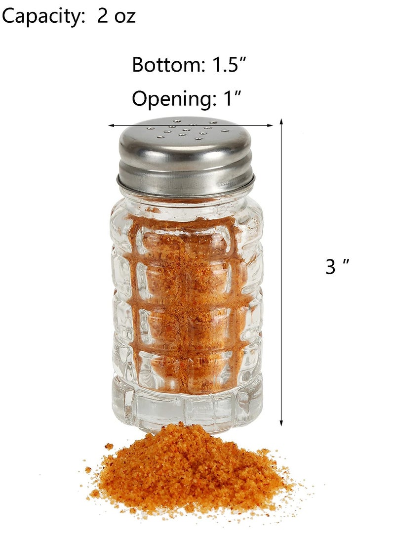 SOLARAE Retro Style Salt and Pepper Shakers, 2 oz Clear Glass Salt Shaker, with Stainless Steel Lids for Kitchen Counter Table Restaurant Hold Various Condiments(16 Pcs) - Image 2