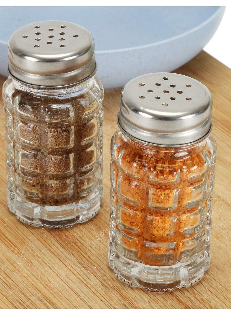 SOLARAE Retro Style Salt and Pepper Shakers, 2 oz Clear Glass Salt Shaker, with Stainless Steel Lids for Kitchen Counter Table Restaurant Hold Various Condiments(16 Pcs) - Image 3
