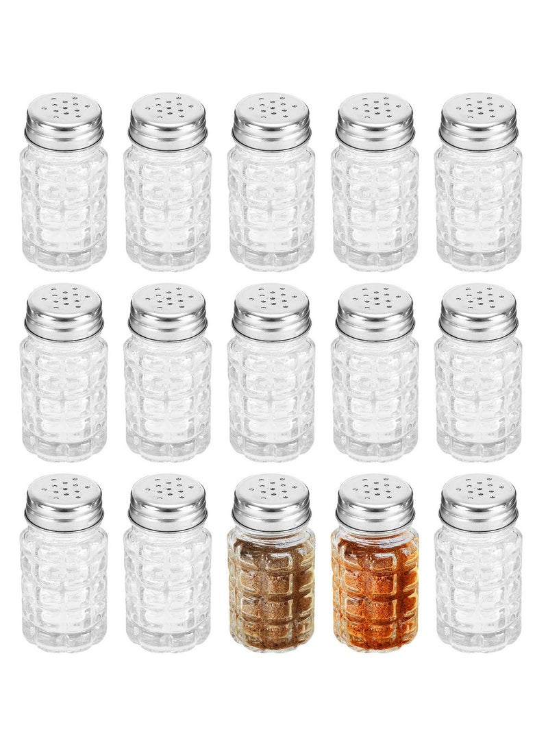 SOLARAE Retro Style Salt and Pepper Shakers, 2 oz Clear Glass Salt Shaker, with Stainless Steel Lids for Kitchen Counter Table Restaurant Hold Various Condiments(16 Pcs) - Image 1