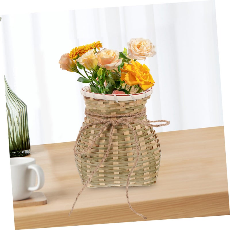 Medium Woven Flower Basket For Home Decor Storage And Rustic Flower Arrangement - Image 5