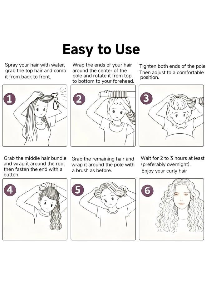 mgmooa Overnight Heatless Hair Curler Blowout Rods Jumbo, Heatless Curls Satin Flexi Rods for Overnight Sleeping, No Heat Curling Tool for All Hair Types, Soft Heatless Hair Curler (Khaki, 4 Rods) - Image 4