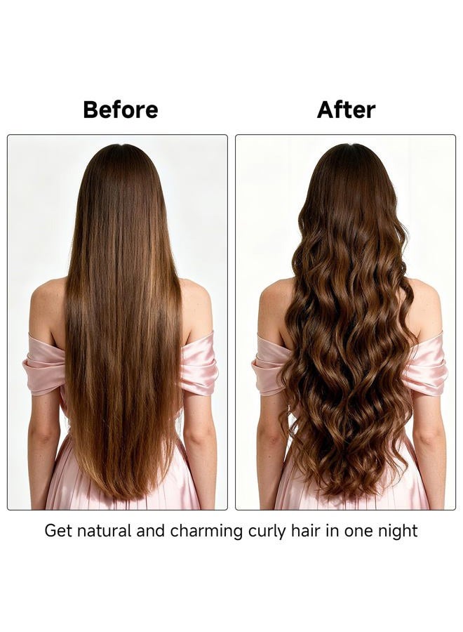mgmooa Overnight Heatless Hair Curler Blowout Rods Jumbo, Heatless Curls Satin Flexi Rods for Overnight Sleeping, No Heat Curling Tool for All Hair Types, Soft Heatless Hair Curler (Khaki, 4 Rods) - Image 2