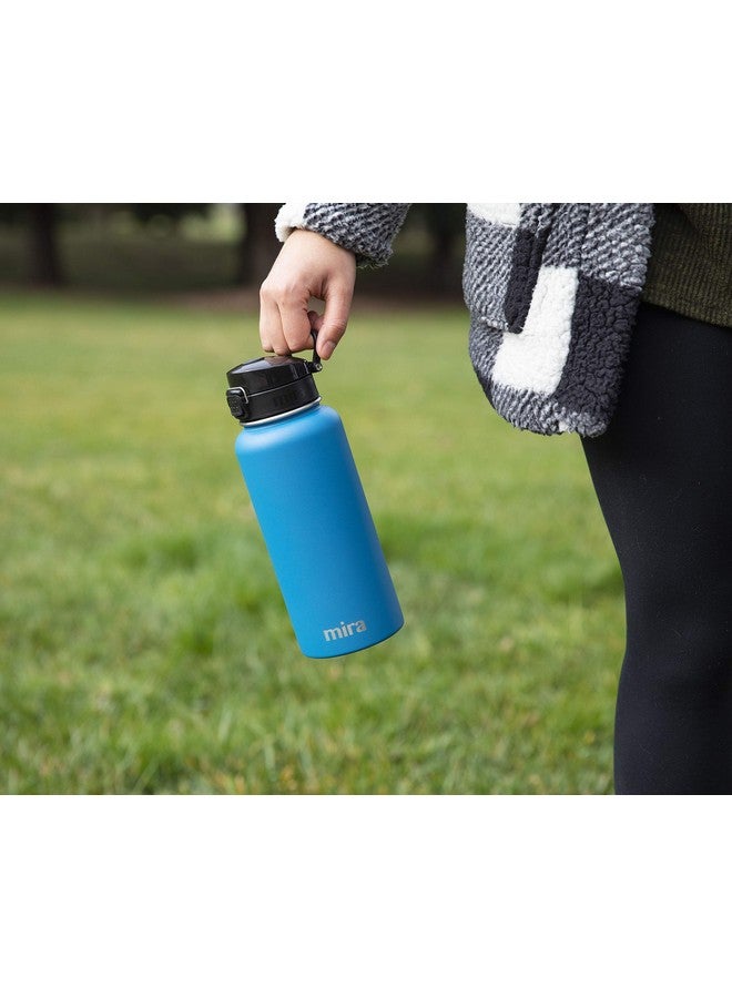 Mira MIRA 32 oz Stainless Steel Water Bottle - Hydro Vacuum Insulated Metal Thermo Flask Keeps Cold for 24 Hours, Hot for 12 Hours - BPA-Free One Touch Spout Lid Cap - Hawaiian Blue - Image 4