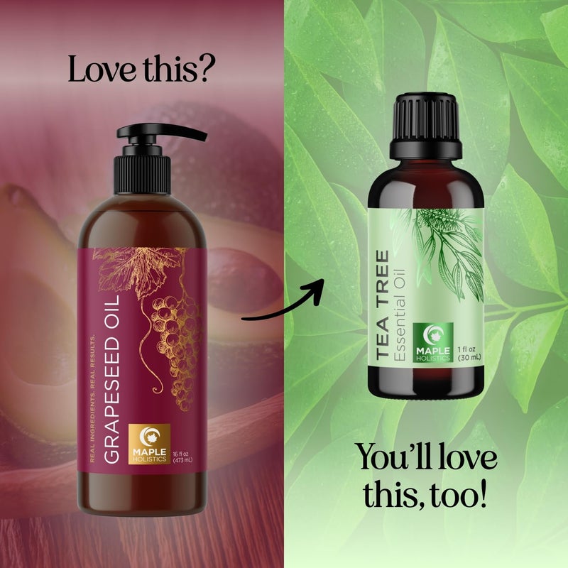 Maple Holistics Pure Cold Pressed Grapeseed Oil - Hydrating Grapeseed Oil for Hair Skin and Nails Plus Carrier Oil for Essential Oils Mixing - Pure Grapeseed Oil for Skin Beauty DIYs and Facial Skin Care Products - Image 4