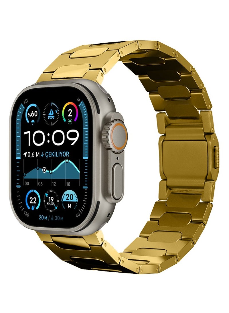 A-CASE A-Case its My Case Apple Watch Ultra 2 Parlak Series Titanium Band 49mm Compatible with Apple Watch Ultra 2 & Ultra 1, Lightweight Grade 2 Titanium Metal Band with DLC Scratch Protection, Magnetic Buckle, Waterproof & Adjustable Bracelet Strap for Active Lifestyles — Gold - Image 1