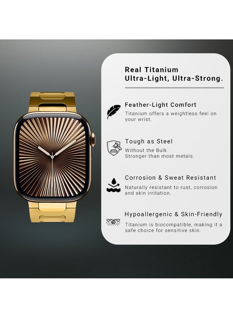 A-CASE A-Case its My Case Apple Watch Ultra 2 Parlak Series Titanium Band 49mm Compatible with Apple Watch Ultra 2 & Ultra 1, Lightweight Grade 2 Titanium Metal Band with DLC Scratch Protection, Magnetic Buckle, Waterproof & Adjustable Bracelet Strap for Active Lifestyles — Gold - Image 3