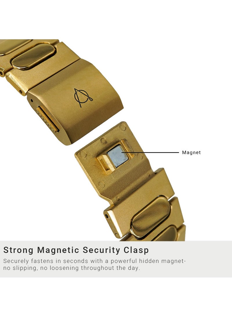 A-CASE A-Case its My Case Apple Watch Ultra 2 Parlak Series Titanium Band 49mm Compatible with Apple Watch Ultra 2 & Ultra 1, Lightweight Grade 2 Titanium Metal Band with DLC Scratch Protection, Magnetic Buckle, Waterproof & Adjustable Bracelet Strap for Active Lifestyles — Gold - Image 4