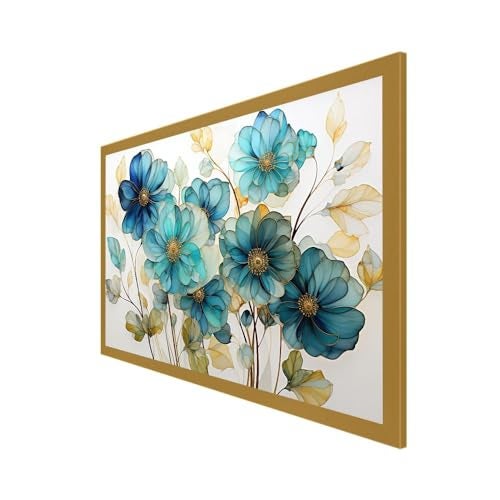 DEKORSTATION Canvas with Acrylic Floral Painting for Living Room Wall Decoration Colorful Flower Pattern Floating Frame Wall Paintings for Home and Office Décor Size : 12x24 Inches - Image 2