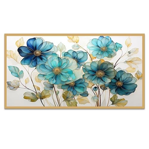 DEKORSTATION Canvas with Acrylic Floral Painting for Living Room Wall Decoration Colorful Flower Pattern Floating Frame Wall Paintings for Home and Office Décor Size : 12x24 Inches - Image 3