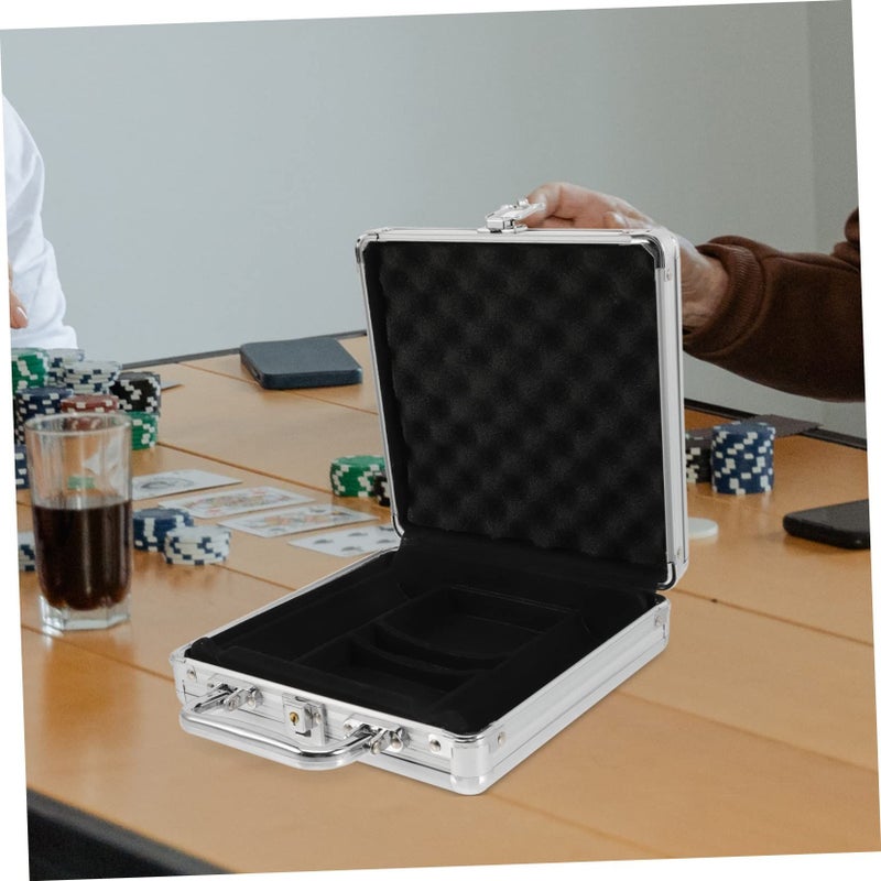 Large Capacity Poker Chip Case With Handle Sturdy Storage Carrier Beige - Image 4