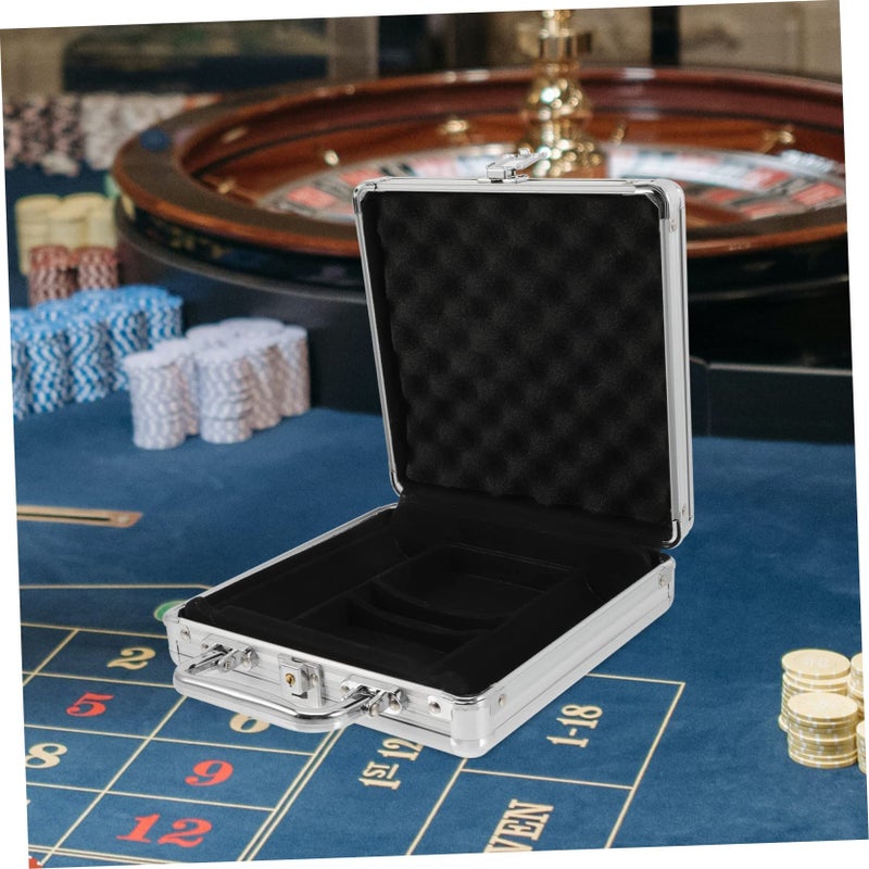 Large Capacity Poker Chip Case With Handle Sturdy Storage Carrier Beige - Image 5