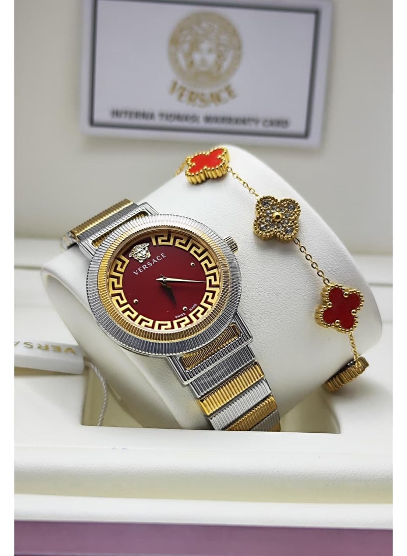 Versace women's stainless steel watch with a premium bracelet