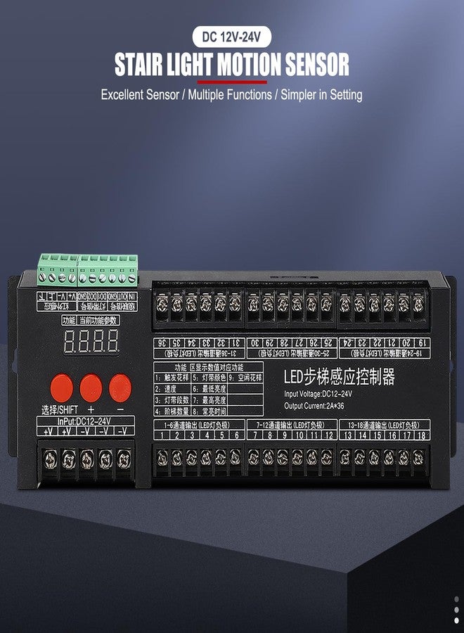 EVTSCAN DC 12V‑24V LED Stair Light Controller with PIR Motion Sensor, Adjustable Brightness, Color and Lighting Effects, LED Stair Light Control Unit Module for Outdoor Staircase, Hallway - Image 2