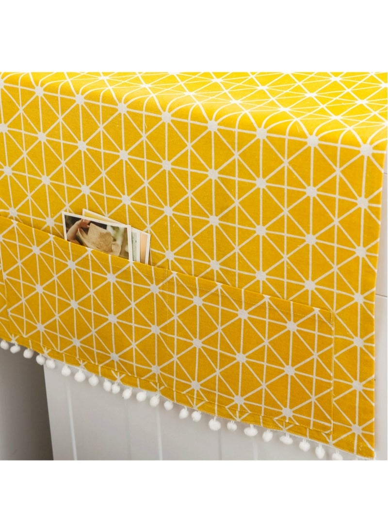 Yellow geometric refrigerator cover cloth single door refrigerator dust cover pastoral double door refrigerator towel drum washing machine cover towel 55*130cm