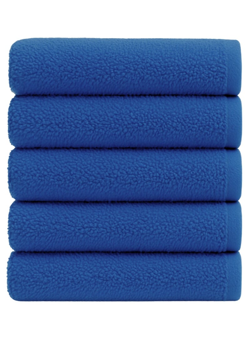 ATEN Homeware 5 Piece Egyptian Cotton Bath Towels Set - 5 Face Towels 30 x 30 cm - Ultra Soft & Highly Absorbent, Quick Dry Wash Cloths (Royal Blue) - Image 1