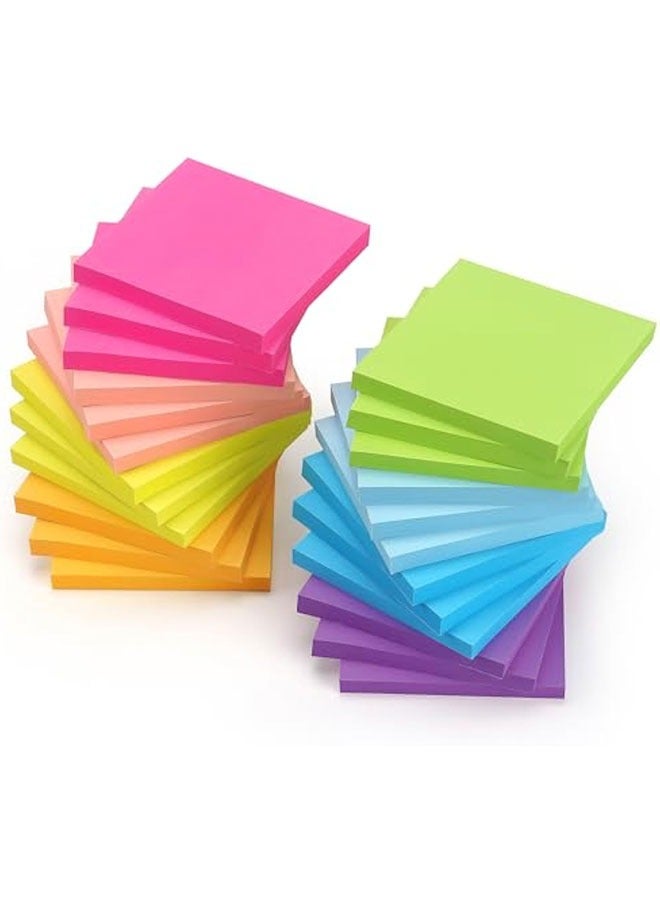 Generic 2400 Pcs Sticky Notes 8 Bright Color Self-Stick Notes 3 in x 3 in, 24 Pads (100 Sheets/Pad) Recyclable, Easy to Post for Home, Office, Notebook  - Image 1