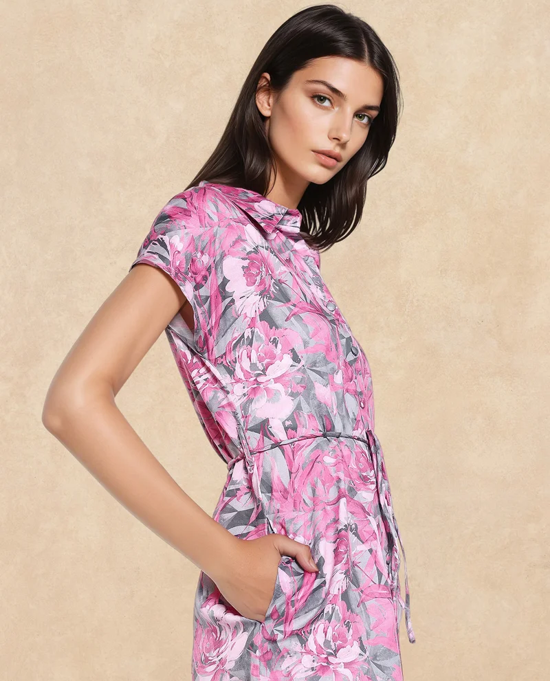 ريريزم Women's Floral Printed Shirt Dress