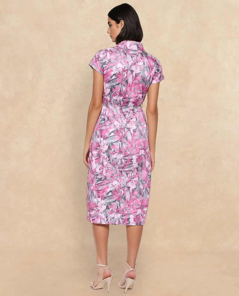 Rareism Women's Floral Printed Shirt Dress