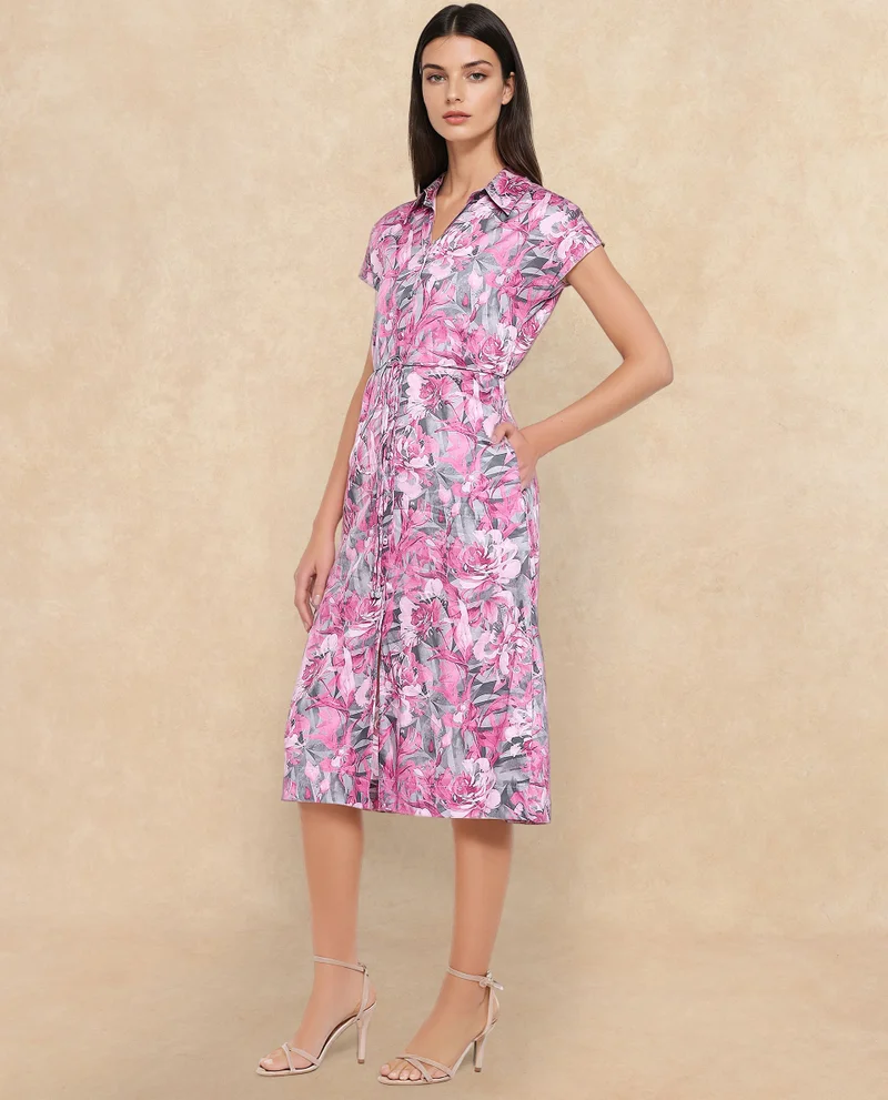 Rareism Women's Floral Printed Shirt Dress