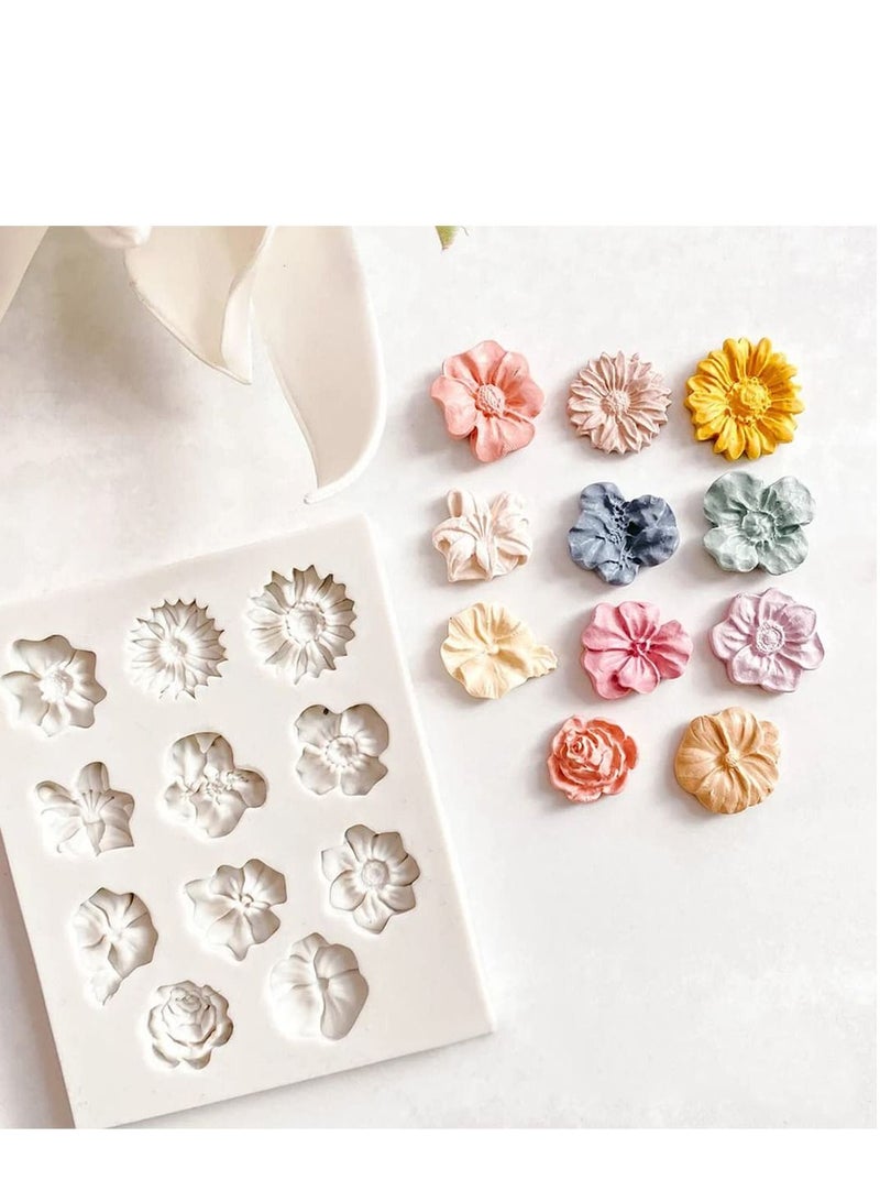 SYOSI Flower Clay Molds, Daisy Rose Sunflower Polymer Clay Molds, Polymer Clay Molds for Jewelry Making, Different Size Flowers Silicone Molds for Clay Jewelry Earring Making  - Image 2